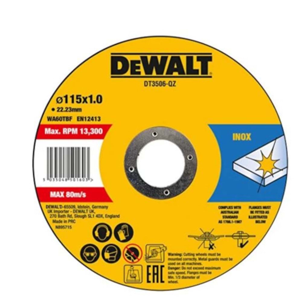 DT3506 - 115*1.0*22 Kesici Metal Diski DEWALT