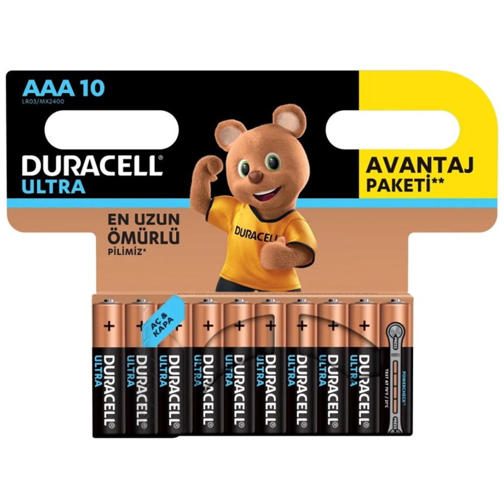 Duracell Ultra AAA İnce Kalem Pil 10lu Paket (İ)