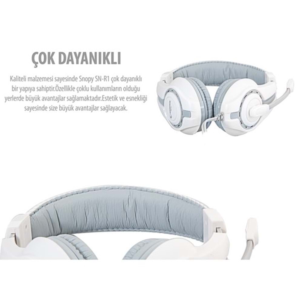 RAMPAGE SN-R1 Stereo 3.5mm Jack Beyaz-Gri Gaming Mikrofonlu Kulaklık
