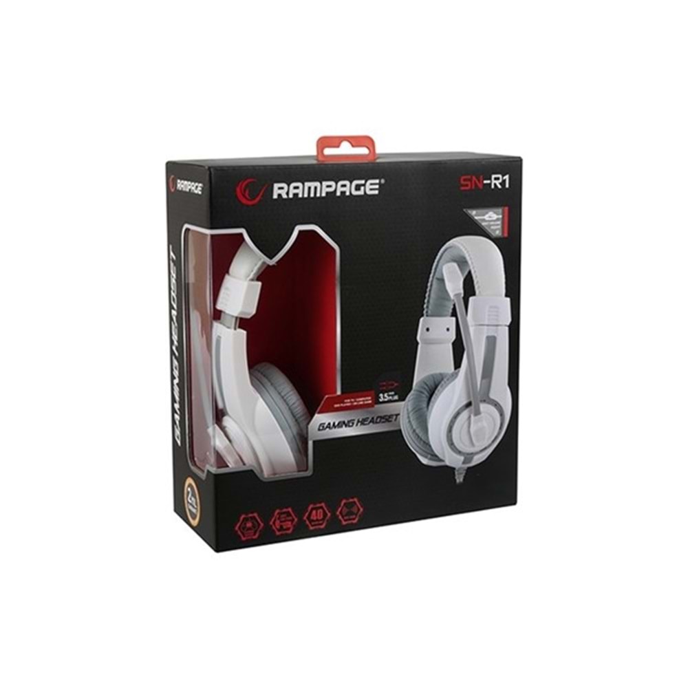RAMPAGE SN-R1 Stereo 3.5mm Jack Beyaz-Gri Gaming Mikrofonlu Kulaklık