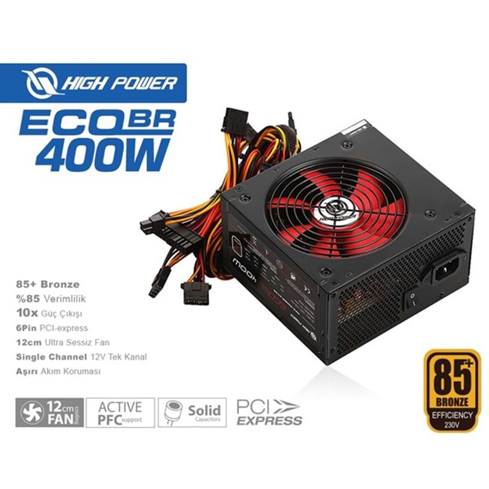 HIGH POWER 400W 80 ECO Bronze HPE-400BR-A12S 12cm Fanlı Power Supply