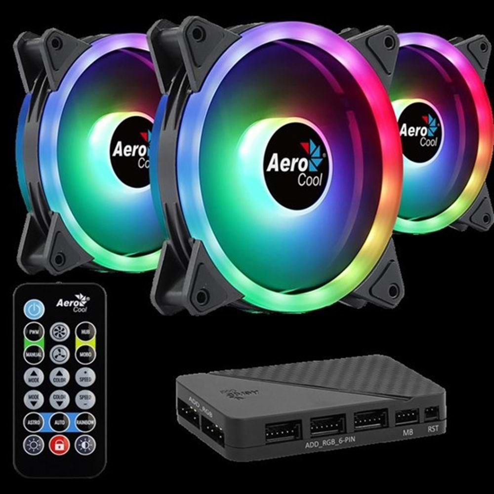 AEROCOOL DUO12 PRO AE-DUO-PRO ARGB 4pin 120mm Kasa Fanı 3-lü Paket