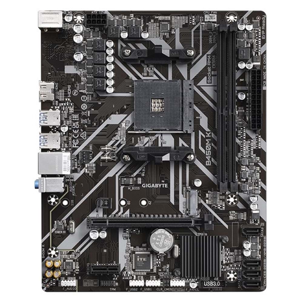 GIGABYTE B450M-K DDR4 M2 PCIe NVME HDMI PCIe 16X v3.0 AM4 mATX