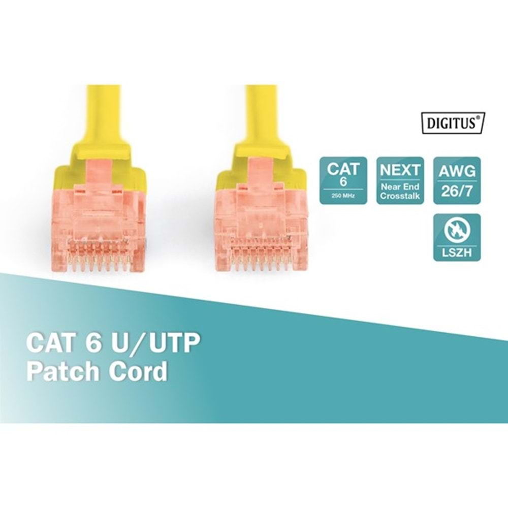 DIGITUS 10m CAT6 Utp DK-1617-100/Y Sarı Patch Kablo