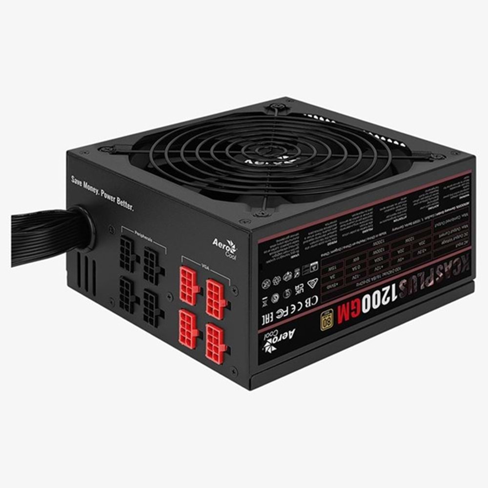 AEROCOOL 1200W 80+ GOLD KCAS PLUS AE-KCASP1200GM Yarı Modüler Power Supply