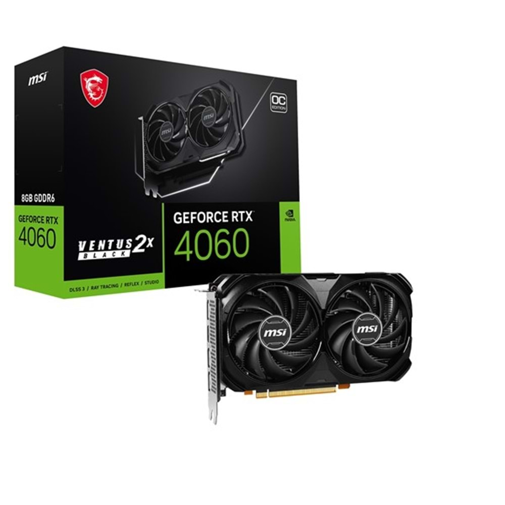 MSI RTX4060 8GB VENTUS 2X BLACK 8G OC GDDR6 128bit HDMI DP PCIe 16X v4.0