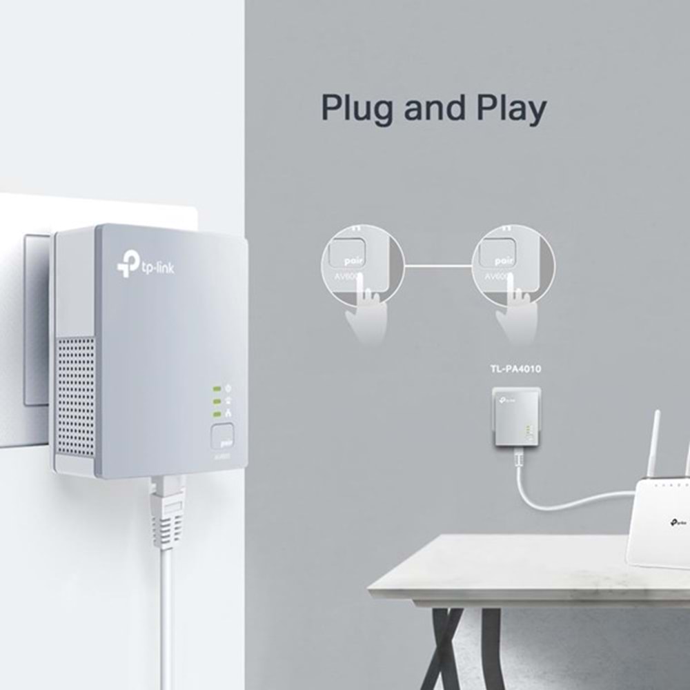 TP-LINK TL-PA4010KIT 500mbps AV600 EV Ofis Tipi PowerLine Ağ Adaptörü Kutu Açık (Outlet) 2-li paket