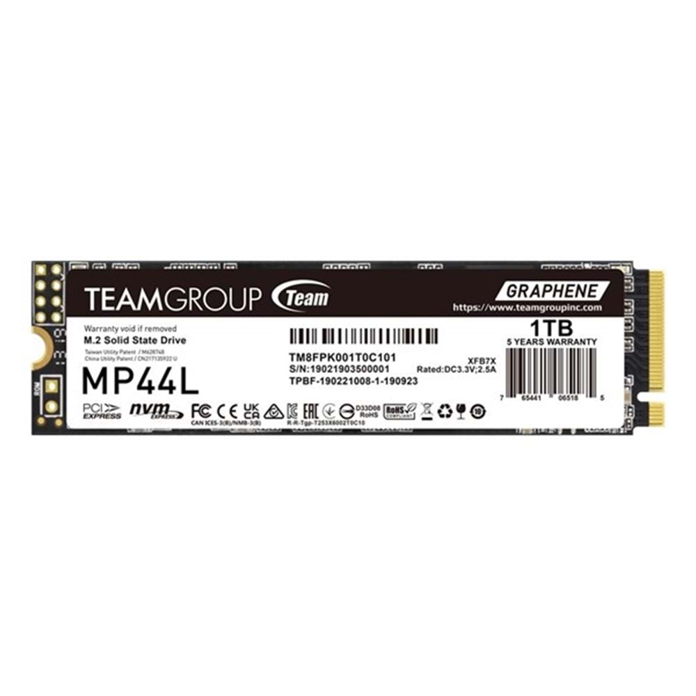 TEAM 1TB MP44L TM8FPK001T0C101 5000- 4500MB/s M2 NVME GEN4 Disk