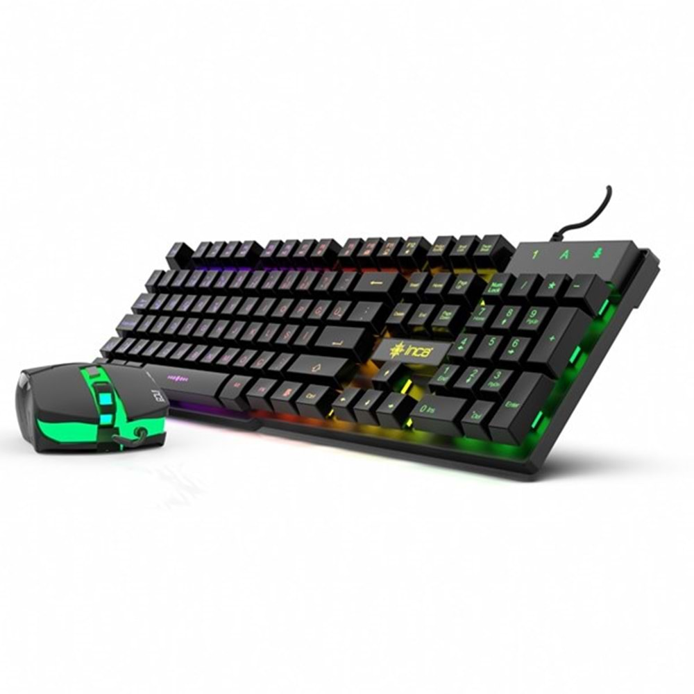 INCA IKG-448 USB Q Trk RGB Led Aydınlatmalı Mekanik Hisli Siyah Gaming Klavye - Mouse Set