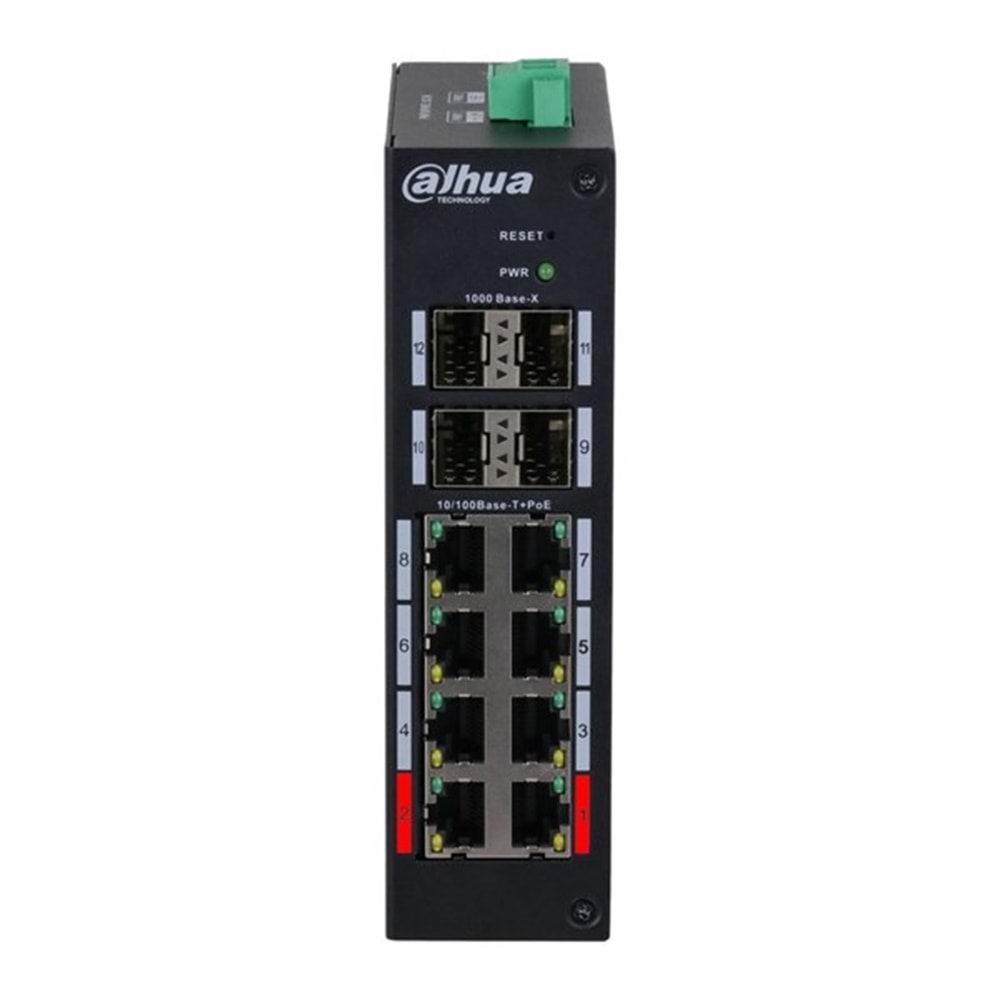 DAHUA 8port PoE 120w HS4412-8ET-120 10/100 4X SFP Yönetilebilir Endüstriyel Switch DAHUA 8port PoE 120w HS4412-8ET-120 10/100 4X SFP Yönetilebilir Endüstriyel Switch