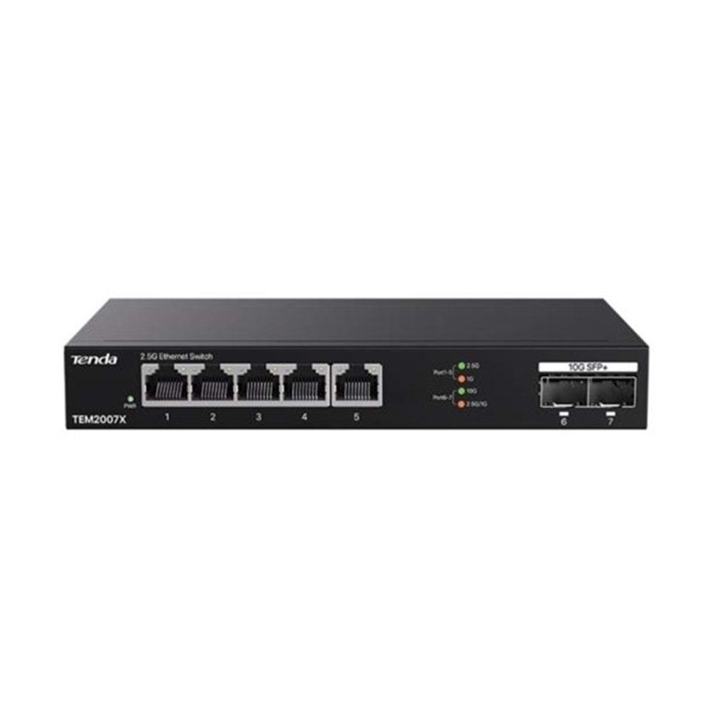TENDA 5port TEM2007X 2.5 Gigabit 2-SFP 10GbE Yönetilemez Switch