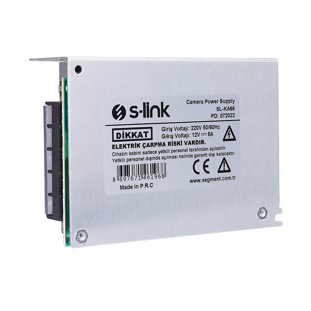 S-LINK 12v 5amper SL-KA65 Metal CCTV Adaptör