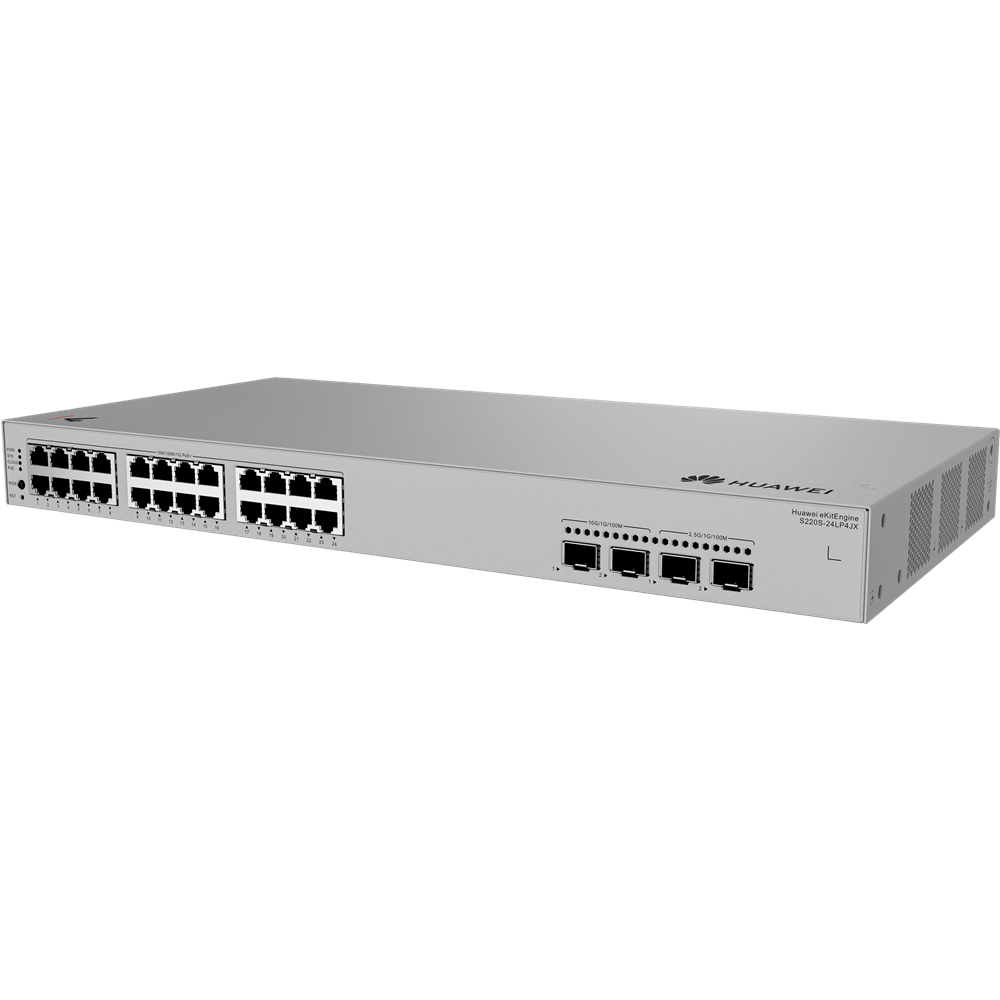HUAWEI 24port POE+ 195w 2-SFP 2.5GE/2-SFP 10GE Gigabit Yönetilebilir Switch eKIT S220S-24LP4JX
