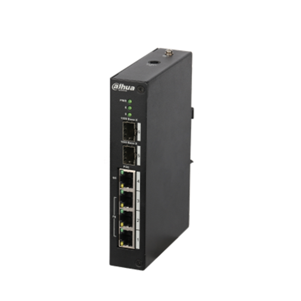 DAHUA 4port PoE 96w 2-SFP 10/100 Yönetilemez Endüstriyel Switch PFS3206-4P-96