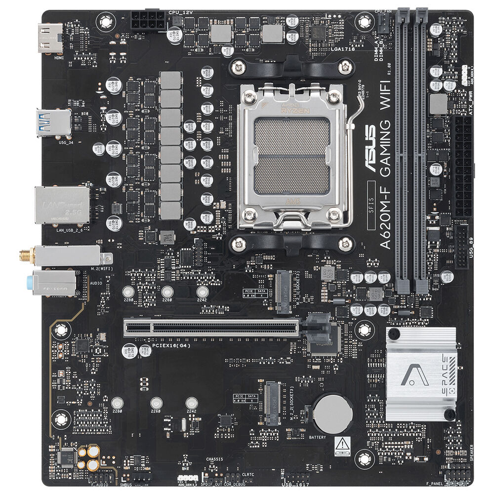 ASUS A620M-F GAMING WIFI6 DDR5 HDMI DP PCIE 4.0 AM5 mATX 