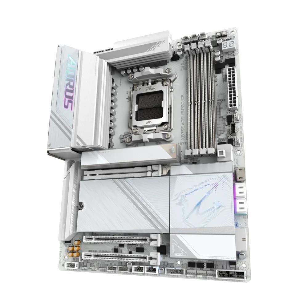 GIGABYTE AORUS PRO ICE X870E DDR5 HDMI DP PCIE 5.0 AM5 ATX BEYAZ
