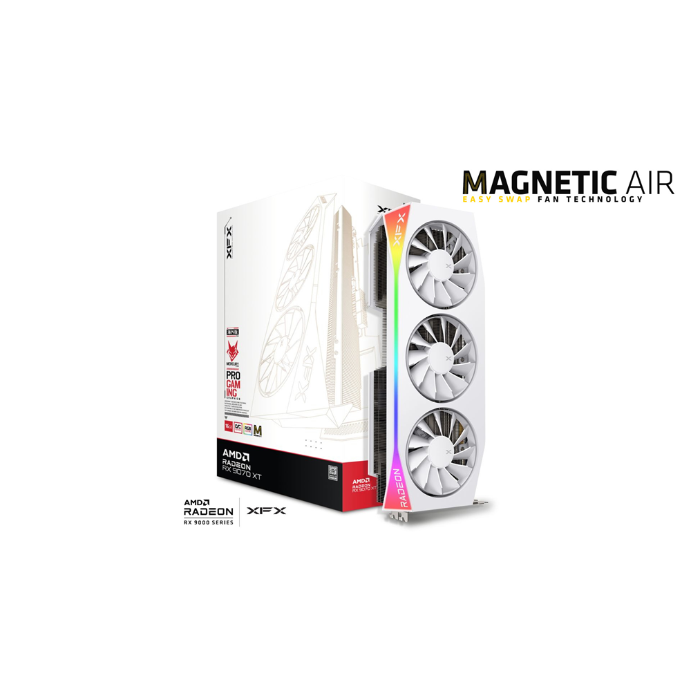 XFX 16GB RX9070XT MAGNETIC AIR OC WHITE RX-97TMARGW9 GDDR6 256Bit RGB PCIE 5.0 BEYAZ