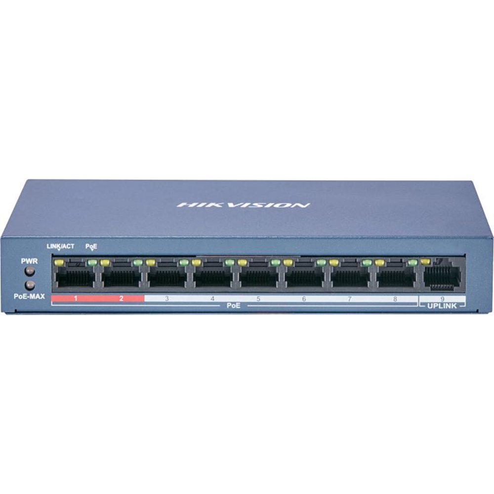 HIKVISION 8port PoE 60w 1-Uplink 10/100 Yönetilemez Switch DS-3E0109P-E/M(B)
