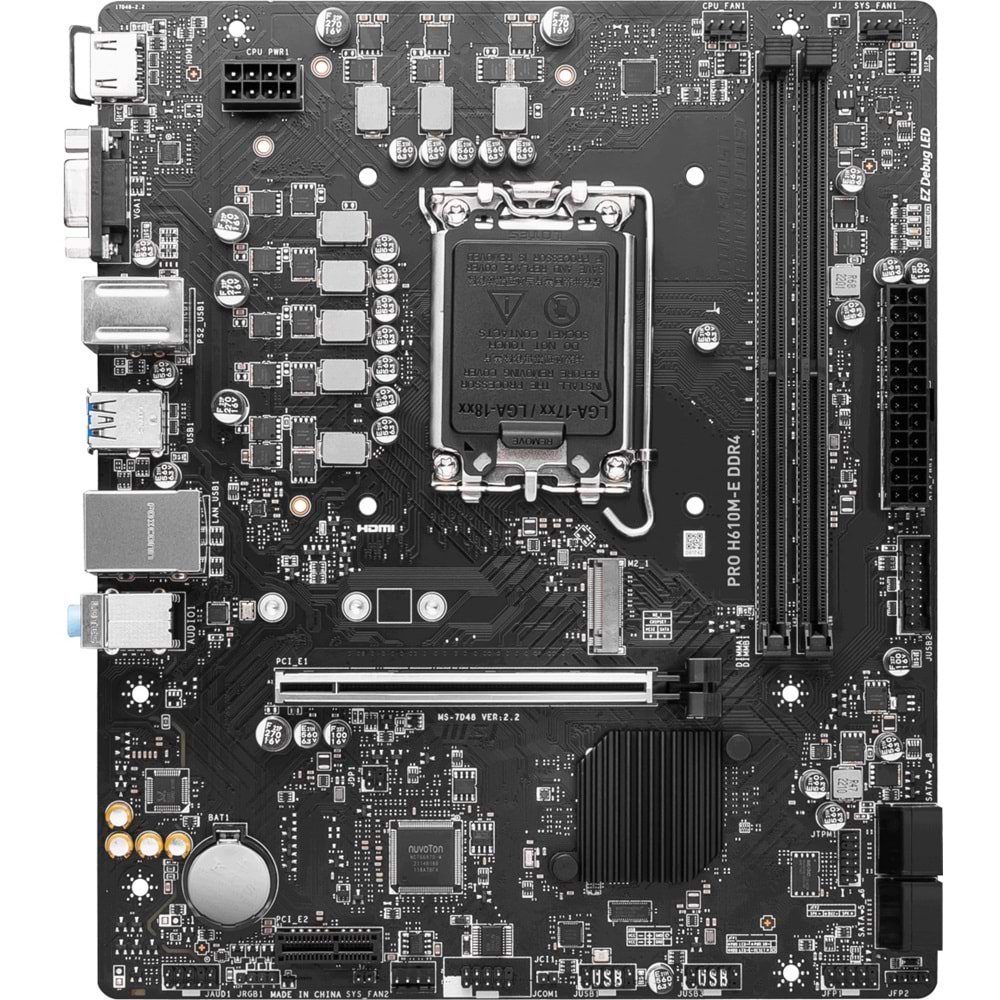 MSI PRO H610M-E DDR4 M2 PCIe NVME HDMI PCIe 16X v4.0 1700p mATX