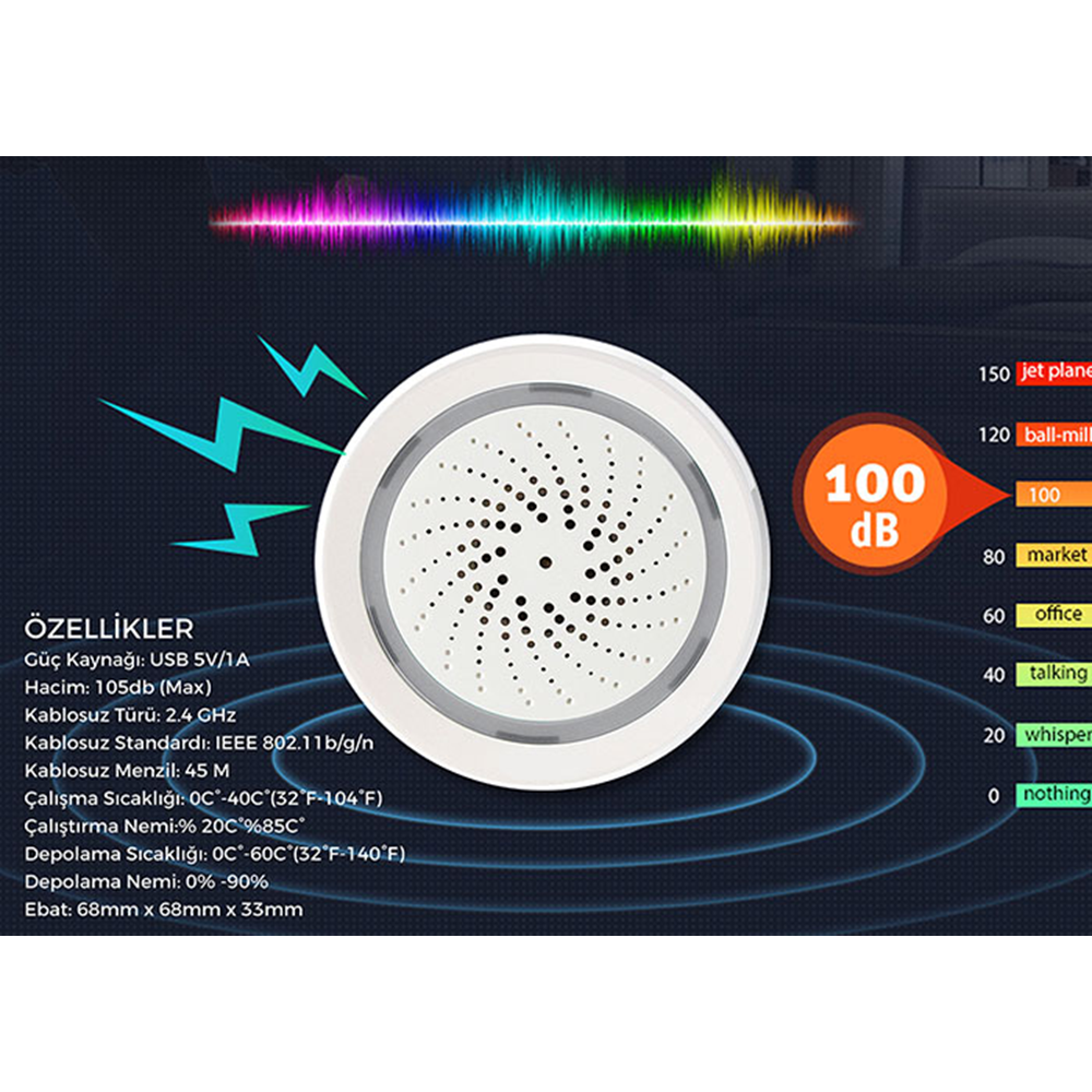 S-LINK Swapp SL-EG03 Isı ve Nem Göstergeli Kablosuz Siren 