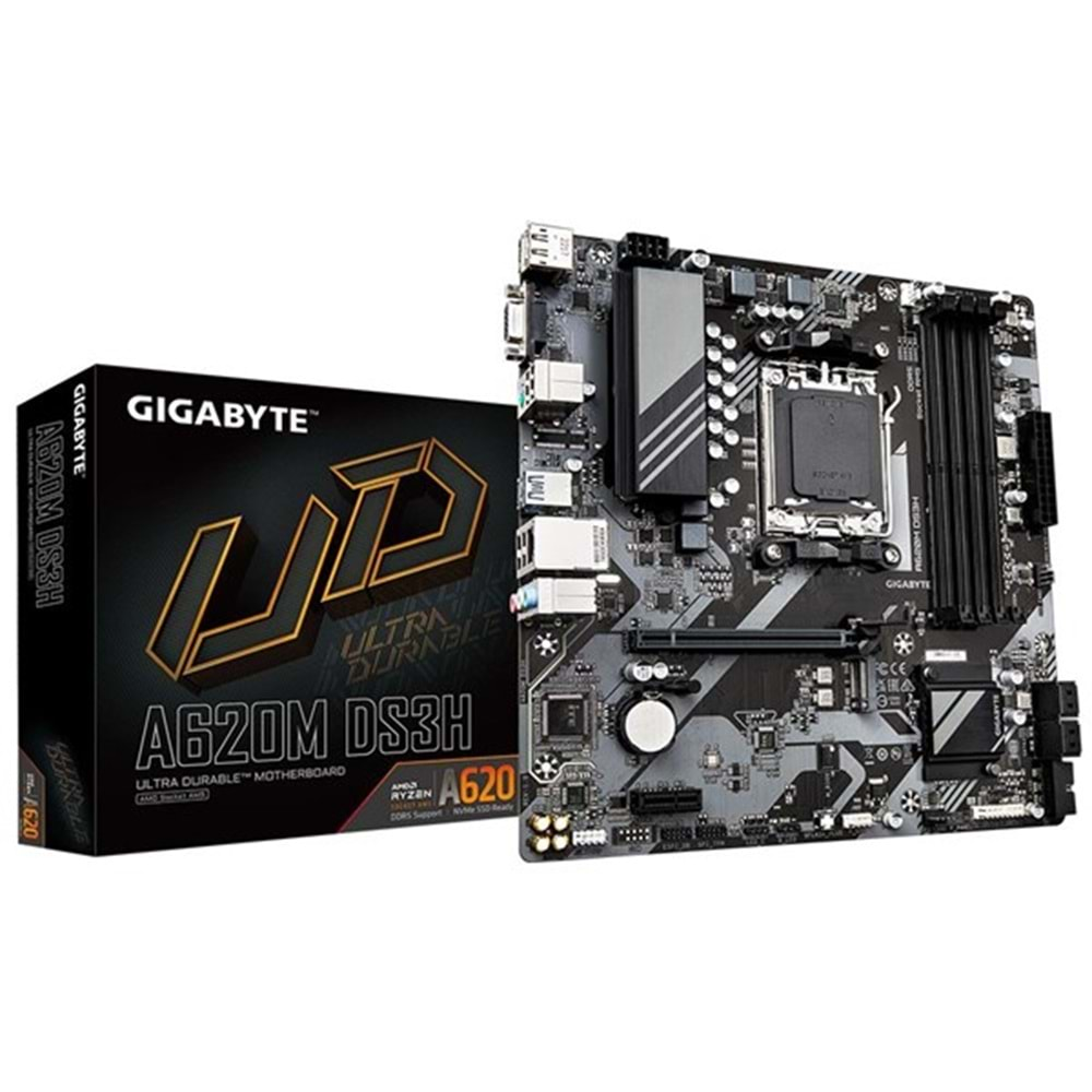 GIGABYTE A620M-DS3H DDR5 HDMI DP PCIe 16X v4.0 AM5 mATX