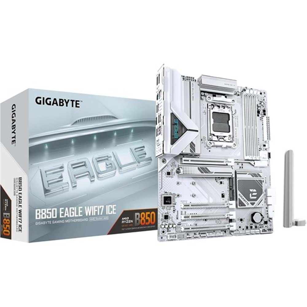 GIGABYTE B850 EAGLE WIFI7 ICE DDR5 HDMI-DP TYPEC PCIE 5.0 AM5 ATX BEYAZ