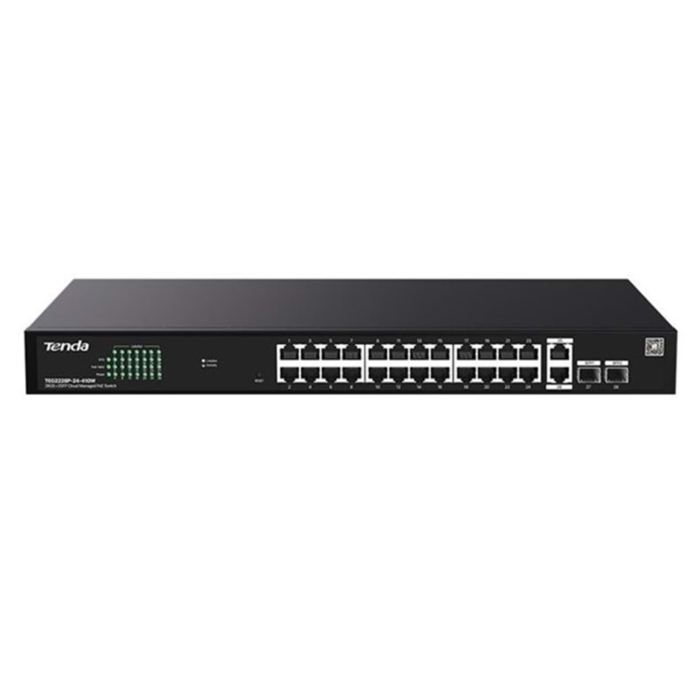 TENDA 24port PoE 410W TEG2228P-24-410W GIGABIT 2X SFP Yönetilemez Switch