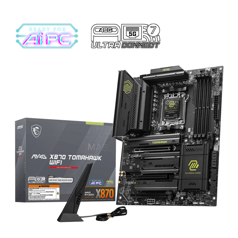 MSI MAG X870 TOMAHAWK WIFI-7 DDR5 HDMI DP PCIe 16X v5.0 AM5 ATX 