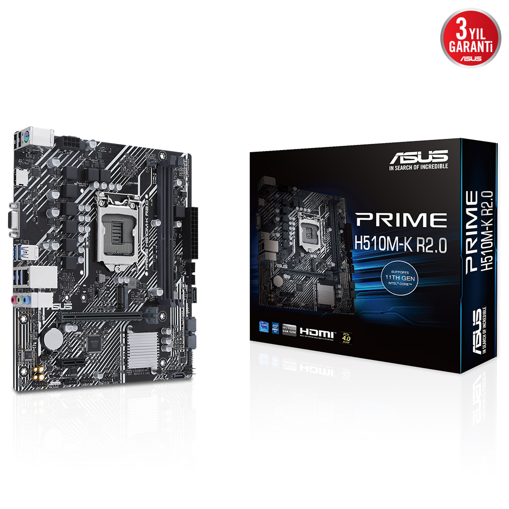 ASUS PRIME H510M-K R2.0 DDR4 HDMI PCIe 16X v4.0 1200p v2 mATX 