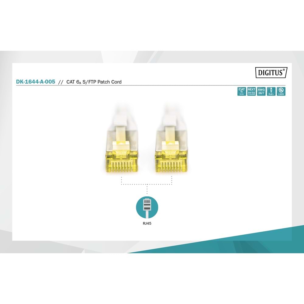 DIGITUS 0.5metre CAT7(CAT6A) S-FTP DK-1644-A-005 Gri Patch Kablo (10'lu Paket)