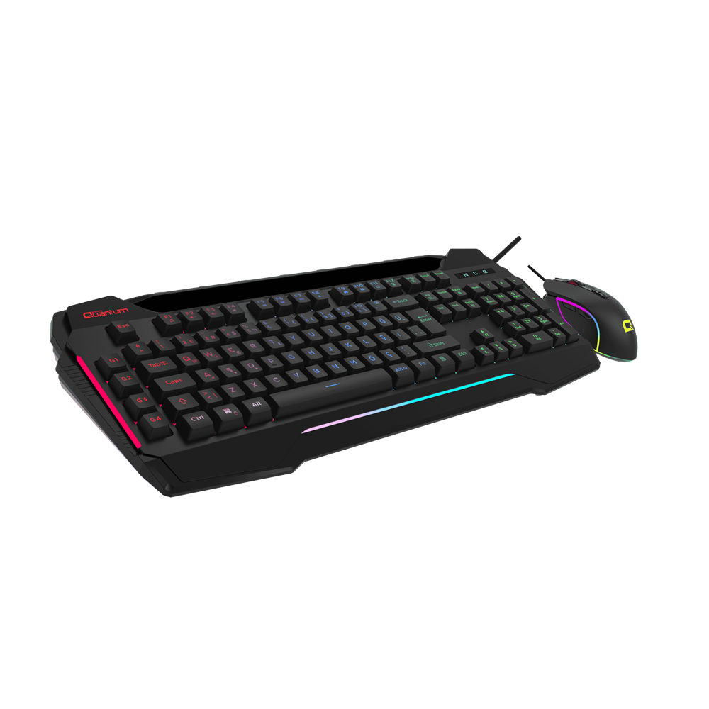 QUANTUM DualStrike Kablolu USB Q Trk RGB Gamıng Klavye - Mouse Set