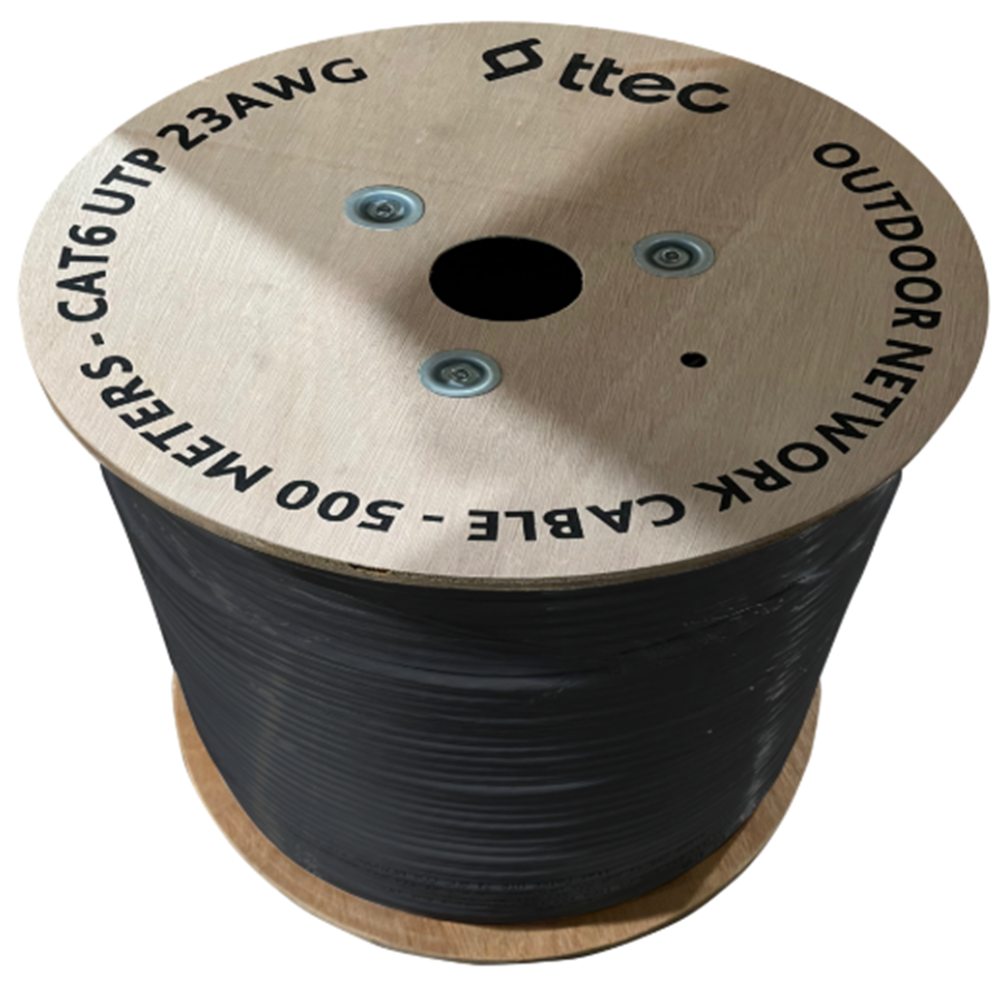 TTEC 500metre 23AWG Siyah CCA CAT6 KBL-CAT6-23CCA/OUT500S Dış Mekan Kablo