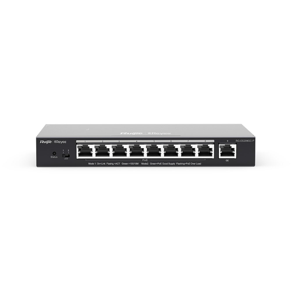 RUIJIE 8port 120w FULL PoE REYEE GIGABIT Yönetilebilir Switch Masaüstü RG-ES209GC-P 