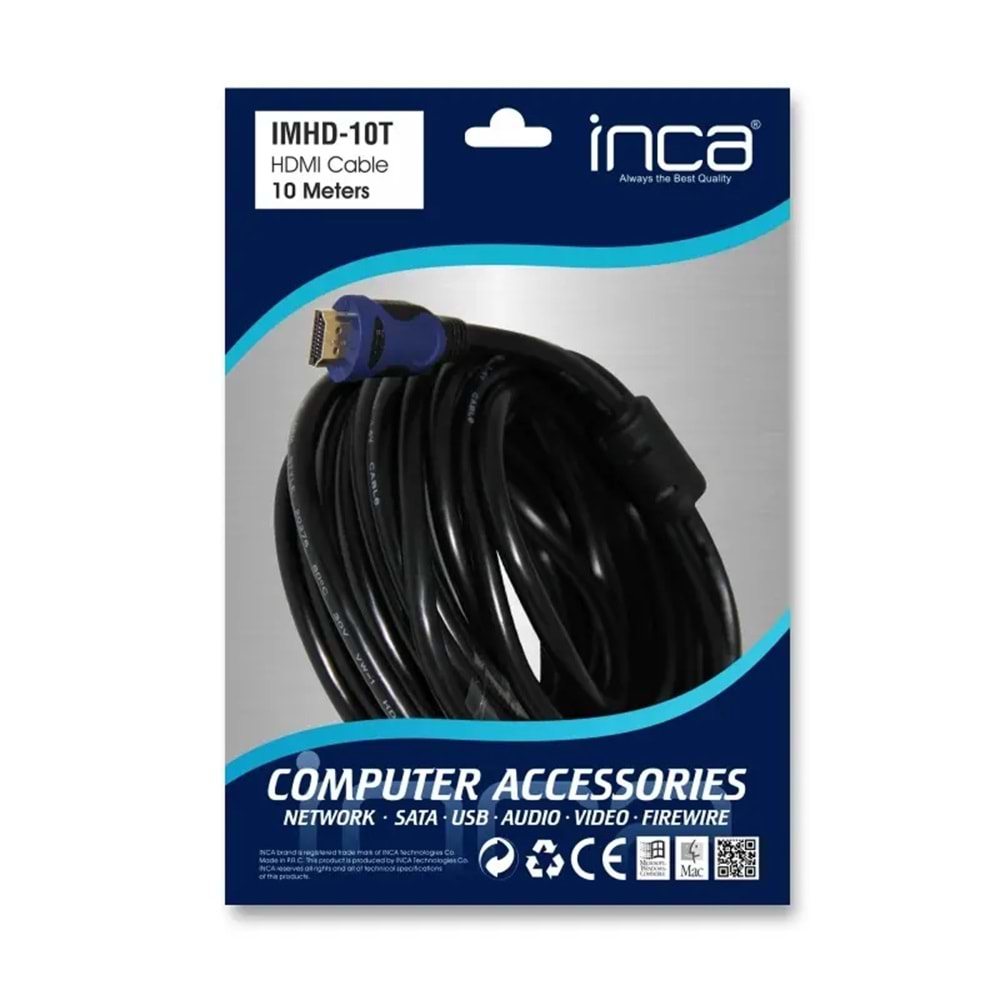 INCA 10metre IMHD-10T HDMI & HDMI Görüntü Kablosu Gold 1.4v 4K 