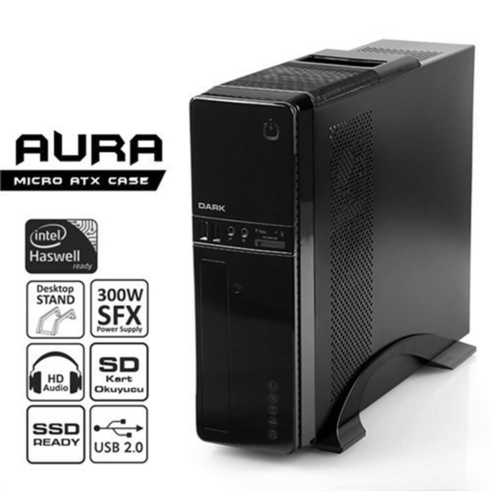 DARK 300W DKCHAURA300U3 STANDART SLIM ATX PC KASASI