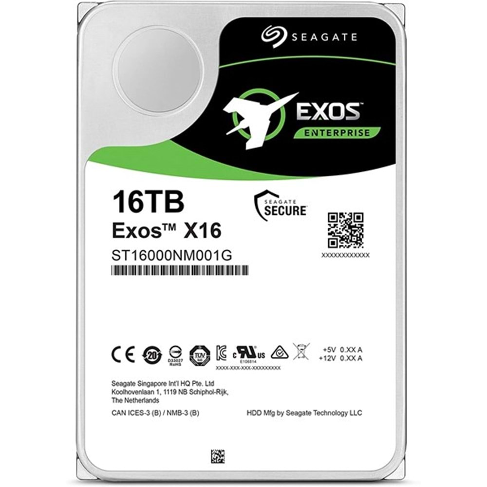 SEAGATE 16TB EXOS X16 ST16000NM001G 256MB 7200RPM SATA-3 NAS VE GÜVENLİK DİSKİ