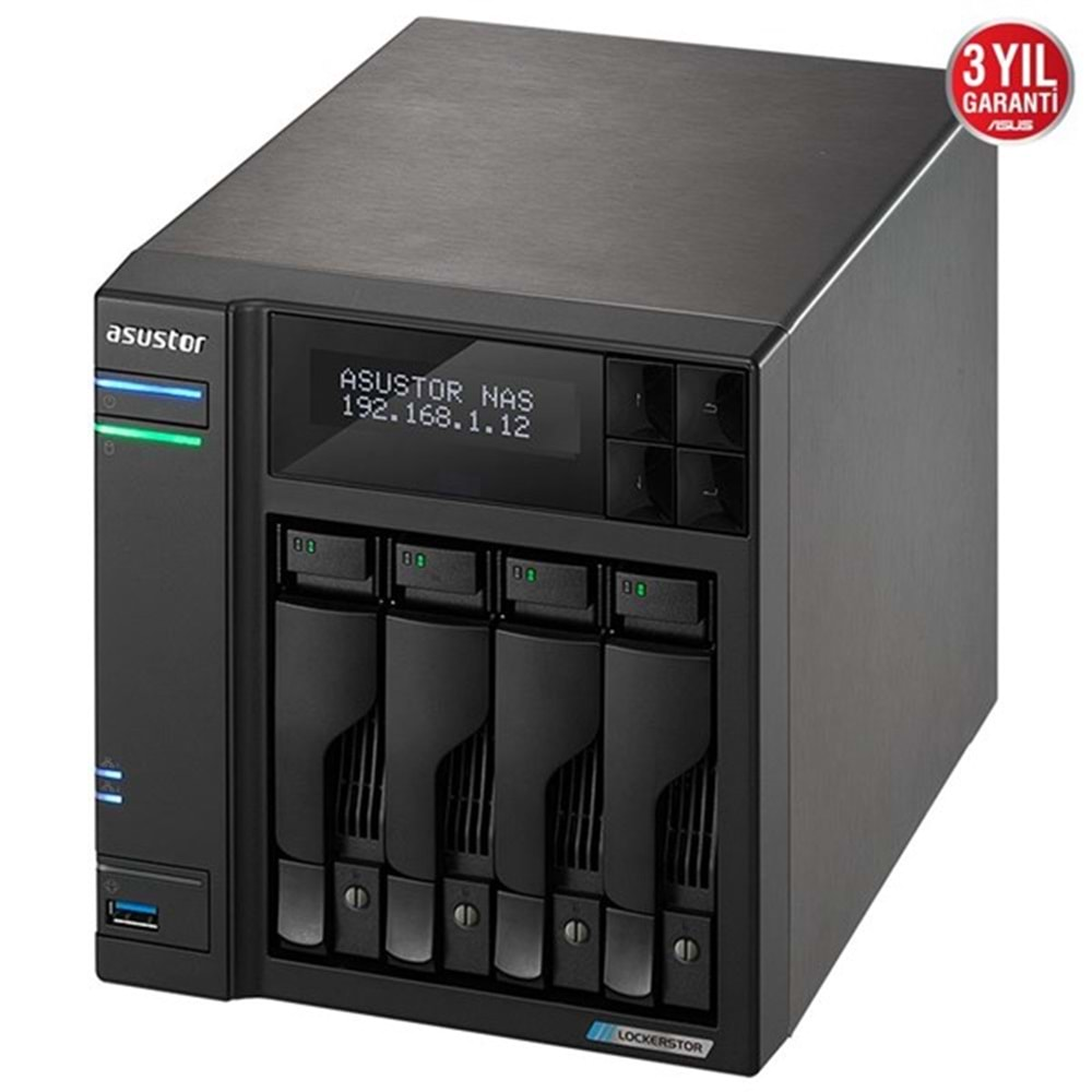 ASUSTOR AS6604T CELERON QC-4GB RAM-4-diskli Nas Sunucu (Disksiz)