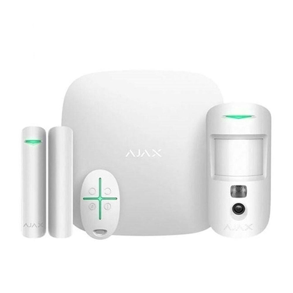 AJAX Starter Hub Kit Cam Kablosuz Alarm Seti Keypad Yok Beyaz