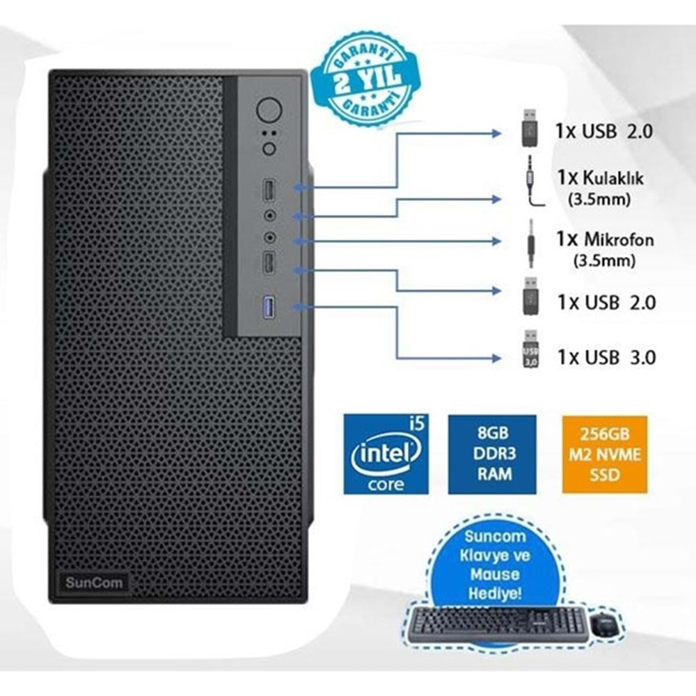 SUNCOM Force SC3-103 CORE i5 3470-8GB RAM-256GB M2 SSD-FDOS 