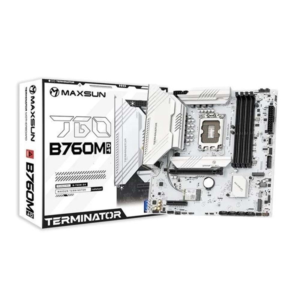 MAXSUN TERMINATÖR B760M D4 ICE DDR4 HDMI-DP PCIE 4.0 1700P MATX BEYAZ