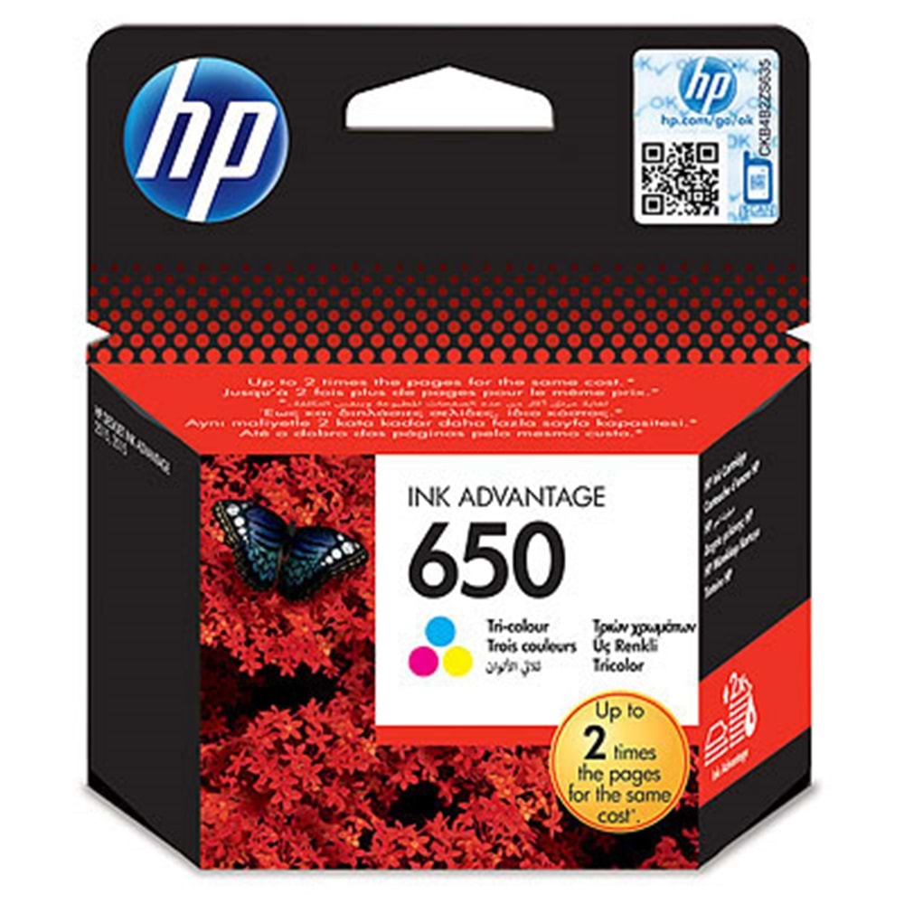 HP 650 Üç Renkli Orijinal Mürekkep Kartuşu - CZ102AE