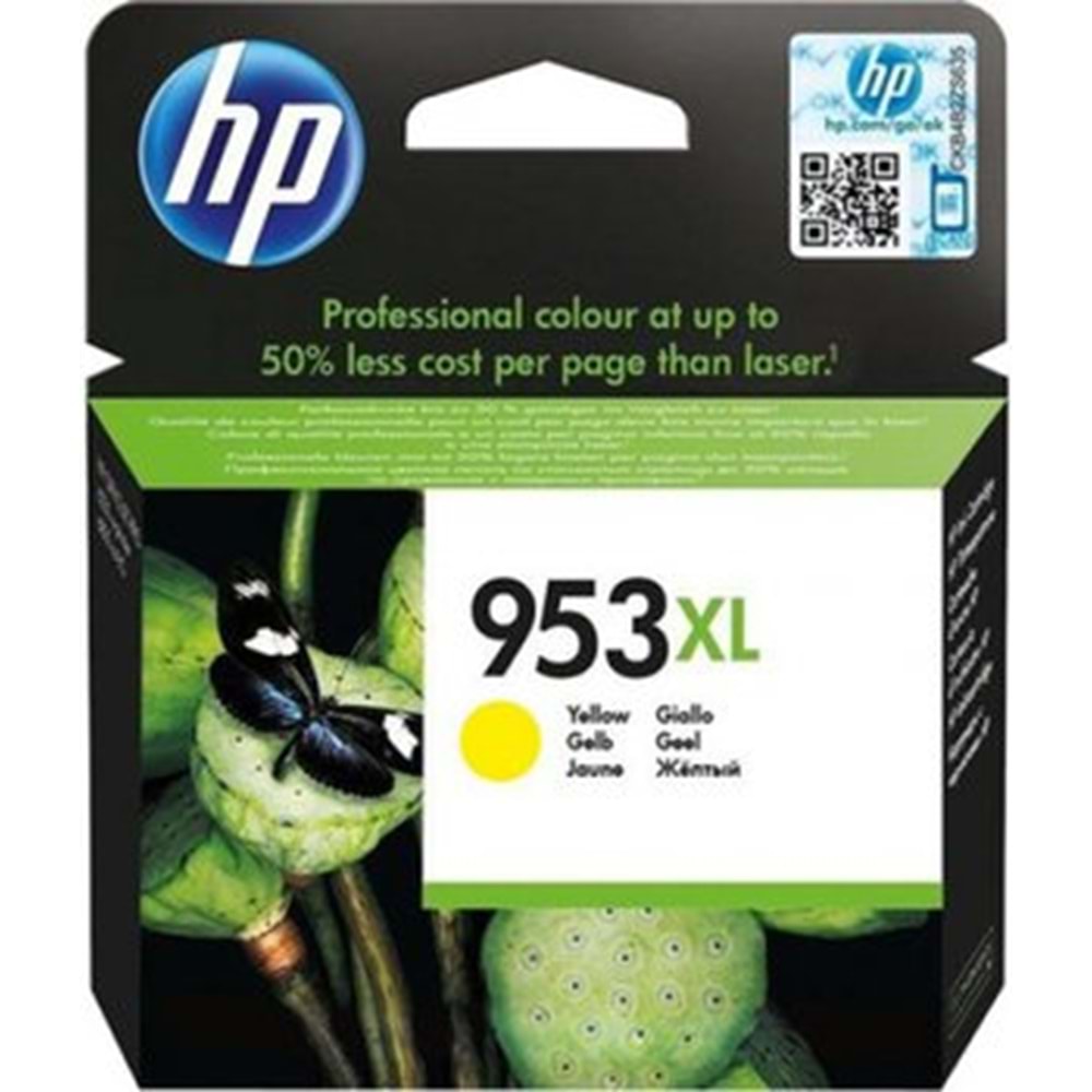 HP 953XL Sarı Orijinal Yüksek Kapasiteli Mürekkep Kartuşu (F6U18AE)