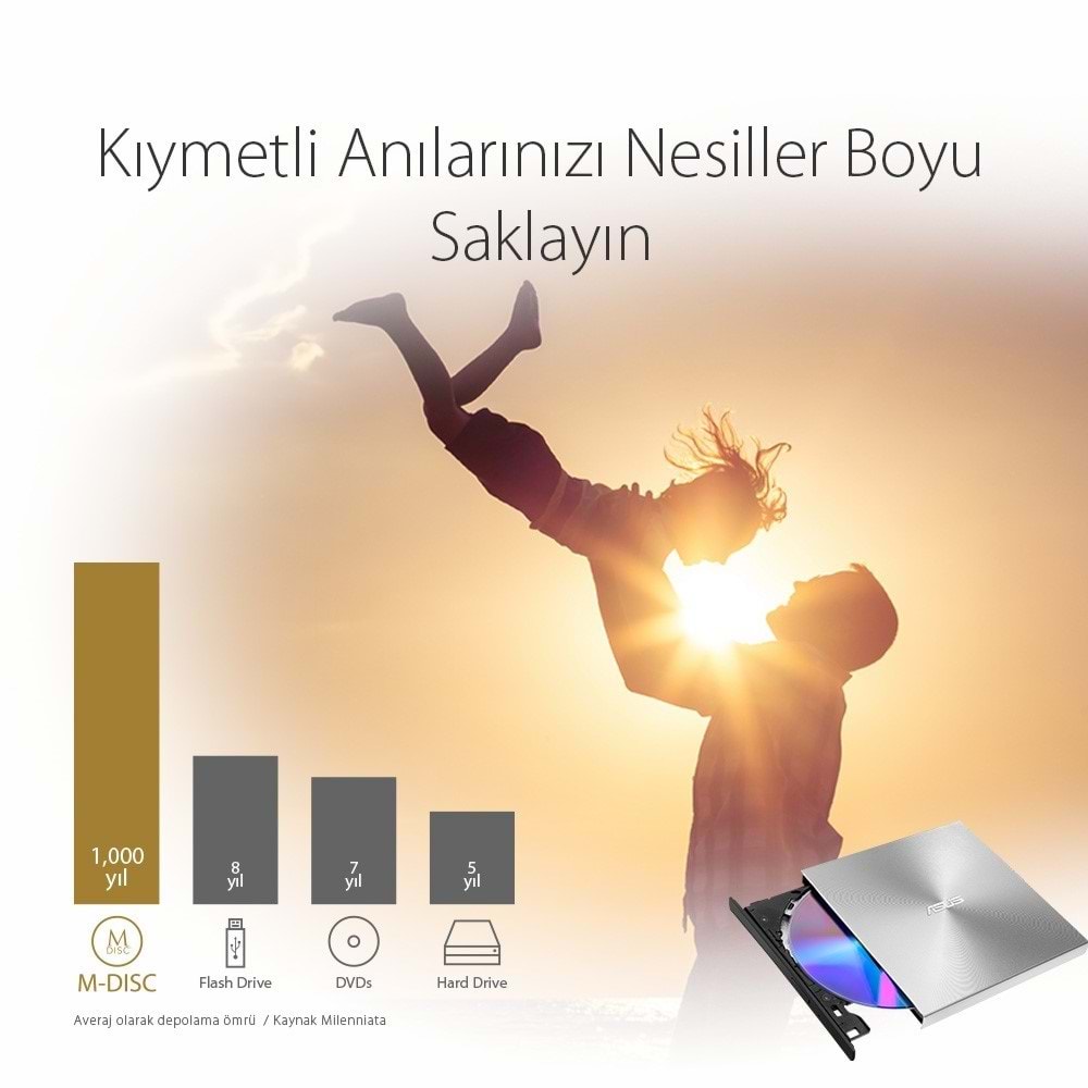 ASUS SDRW-08U5S-U Ultra İnce Taşınabilir Harici DVD/CD Yazıcı ve Okuyucu