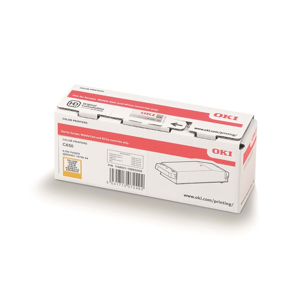 OKI C650 / C651 Sarı Orijinal Toner Kartuşu (6.000 Sayfa) - 9006129