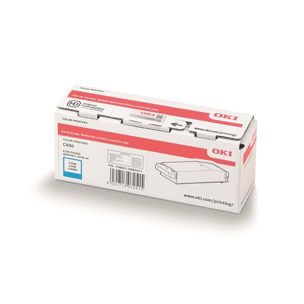 OKI C650 / C651 Cyan Orijinal Toner Kartuşu (6.000 Sayfa) - 9006127