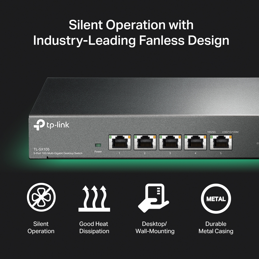 TP-LINK 5port 10GbE Yönetilemez Switch TL-SX105