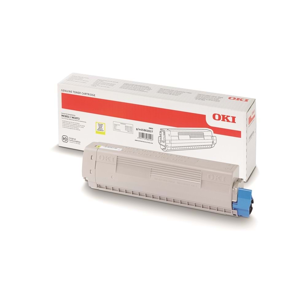 OKI MC853 / MC873 Sarı Orijinal Toner Kartuşu (7.300 Sayfa) - 45862837