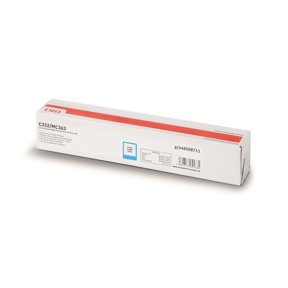 OKI C332 / MC363 3K Mavi (Cyan) Yüksek Kapasiteli Toner (46508711)