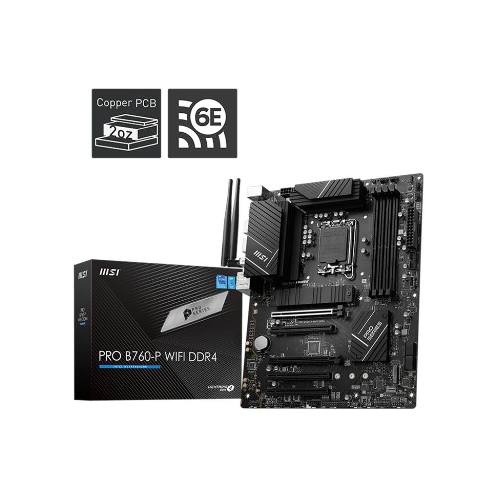 MSI PRO B760-P WIFI6E DDR4 HDMI-DP TYPEC PCIE 4.0 1700p ATX