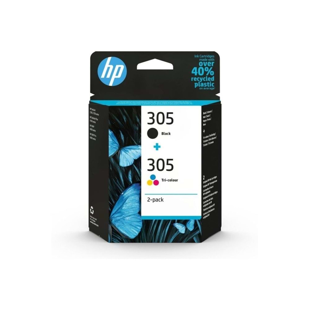 HP 305 Siyah ve Üç Renkli Orijinal Mürekkep Kartuşu İkili Paket - 6ZD17AE